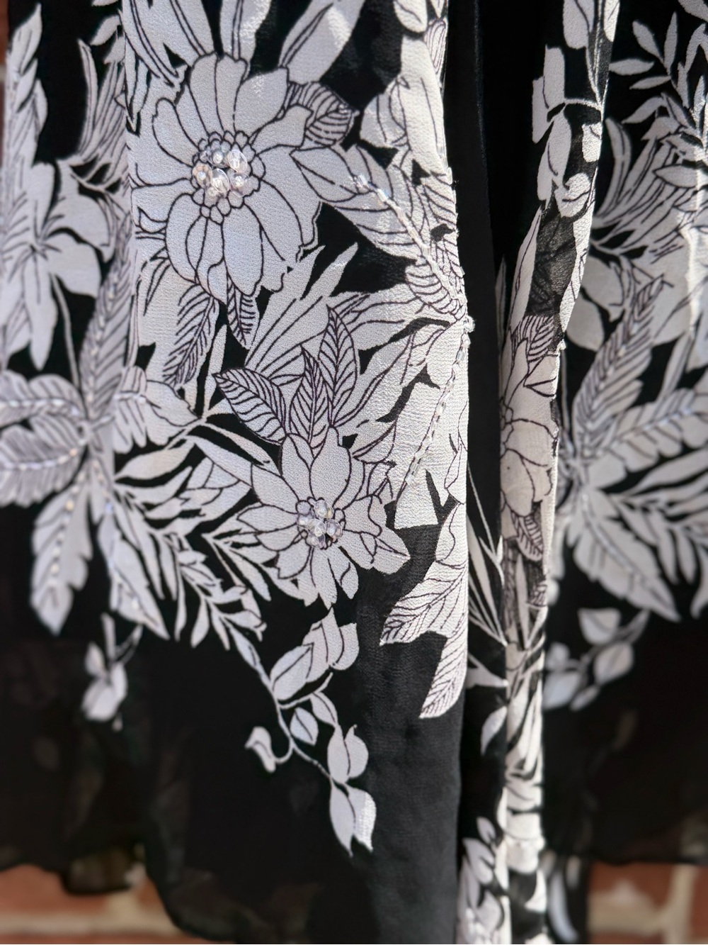 Black Floral Border Midi Skirt - Black - Picture 4 of 4